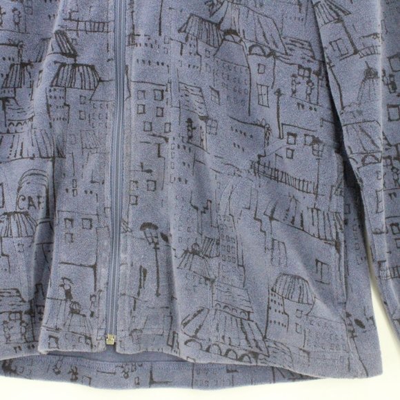 Vintage Spa by Chico's Fleece Jacket Women's Casual Blue All Over Print Size 1" - Picture 4 of 10